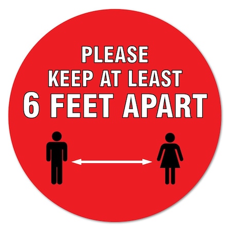 Signmission Please Keep At Least 6 Ft Non-Slip Floor Graphic, 16" x 16", FD-2-C-16-99997 FD-2-C-16-99997
